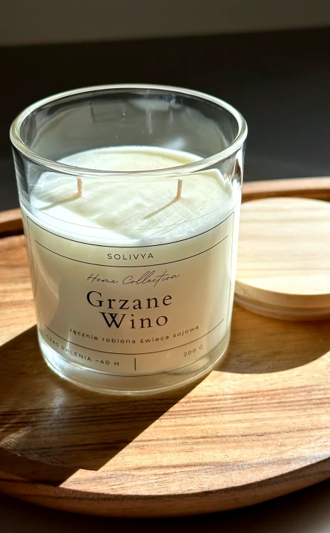 Ręcznie wykonana świeca sojowa Grzane Wino w szkle 200 g