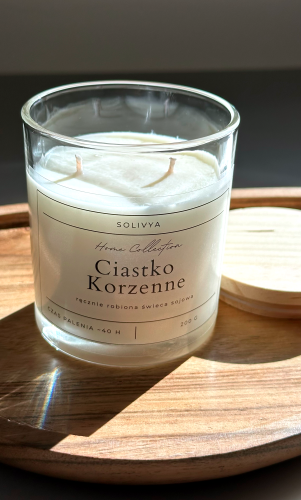 Świeca sojowa Ciastko Korzenne 200 g w eleganckim szkle – Solivya