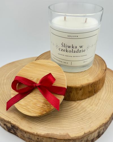 świeca sojowa zapachowa Śliwka w czekoladzie w szkle Solivya