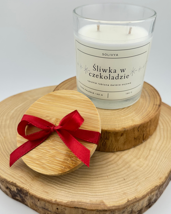 świeca sojowa zapachowa Śliwka w czekoladzie w szkle Solivya