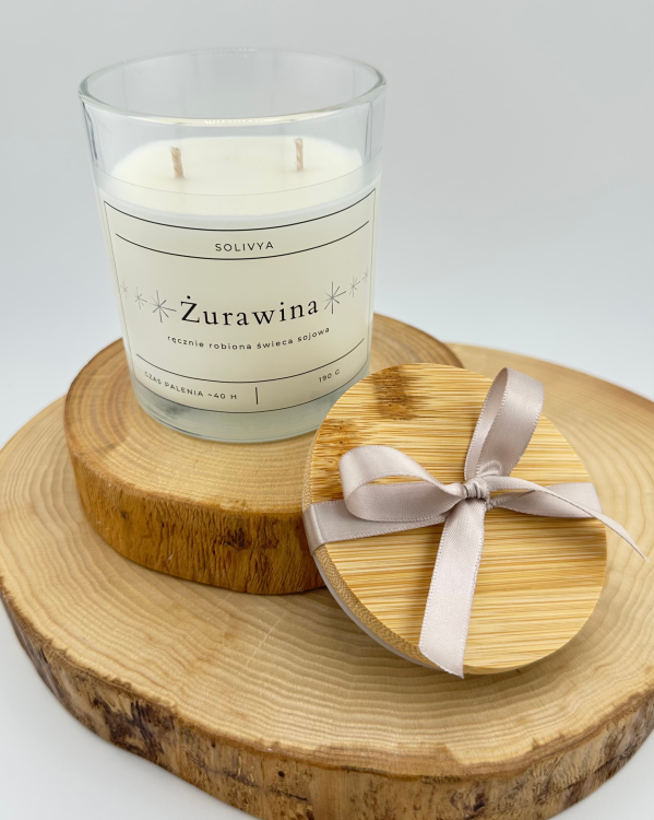 świeca sojowa zapachowa Żurawina w szkle Solivya