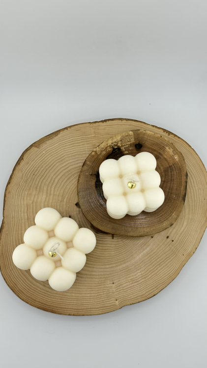 rzeźbiony zestaw świec sojowych bezzapachowych Lumen Solivya kostki bubble Bubblea Duo