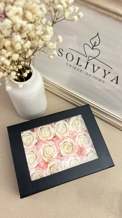kremowe świece róże ręcznie wykonane – prezent na urodziny, imieniny lub dla mamy, Solivya