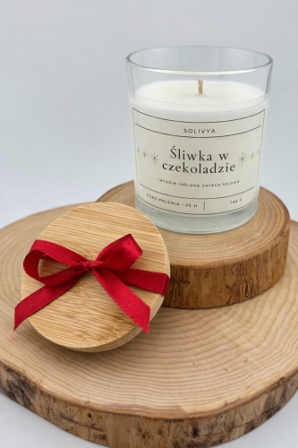 świeca sojowa zapachowa Śliwka w czekoladzie w szkle Solivya