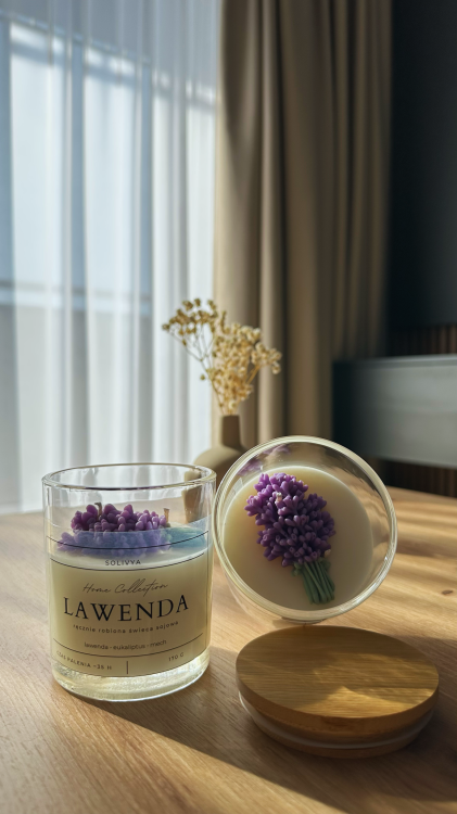świeca zapachowa do sypialni lawenda Solivya kolekcja Art Essence