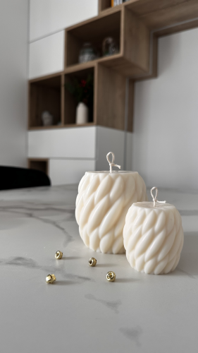 bezzapachowa świeca sojowa dekoracyjna Lumen Solivya baryłka Barrel, idealna dekoracja do salonu