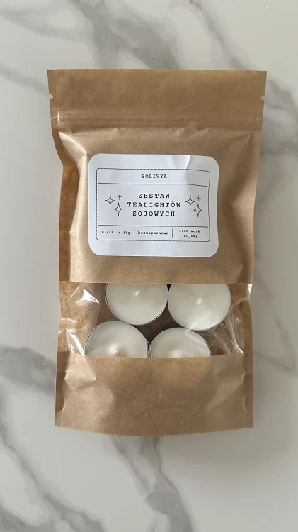 Bezzapachowe tealighty z wosku sojowego – zestaw 8 świec Solivya