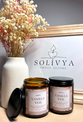 Świeca sojowa Vanilla Veil Solivya – ciepły zapach wanilii i paczuli